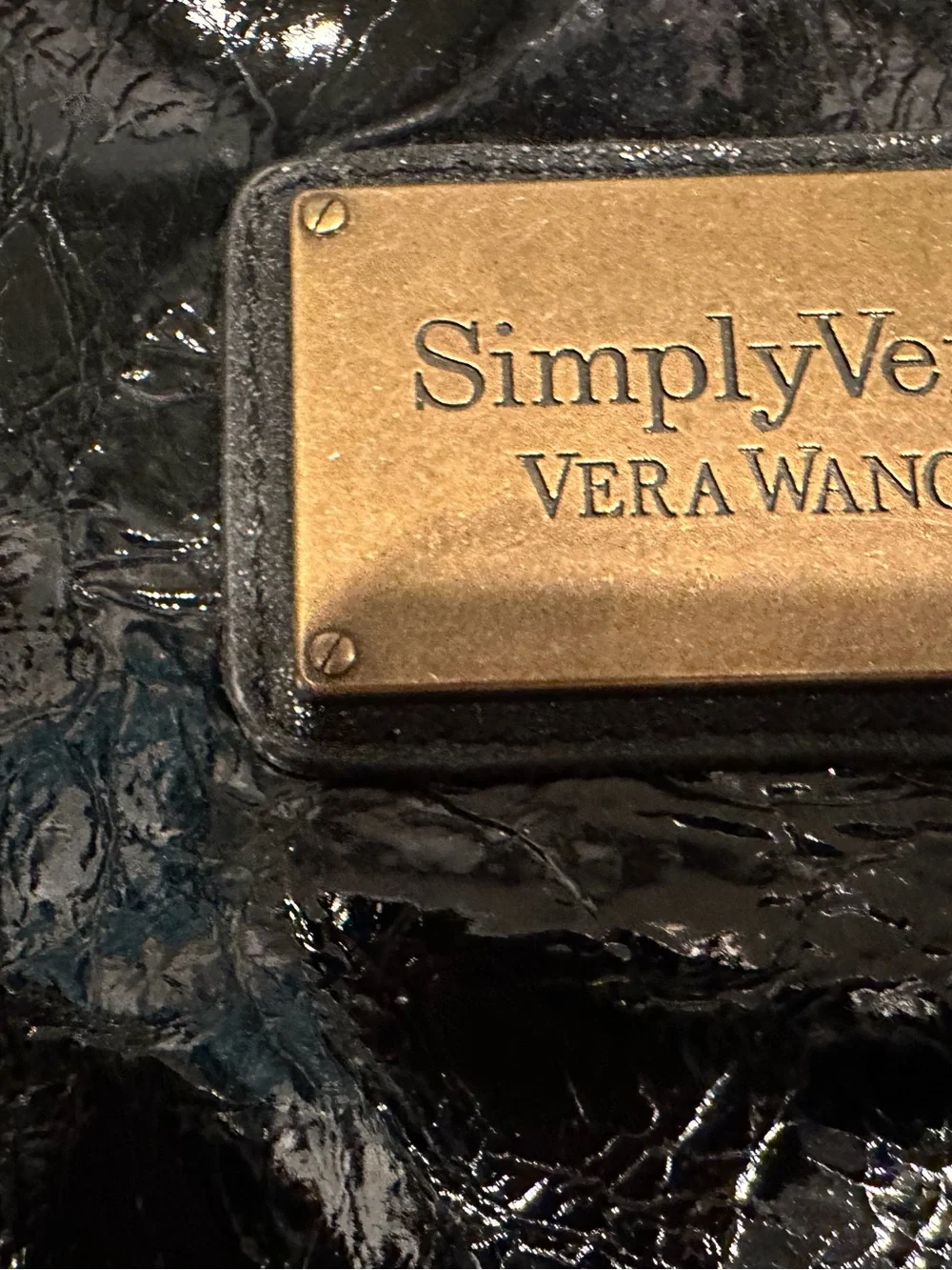 Simply Vera Vera Wang Black Patent Hobo Bag
